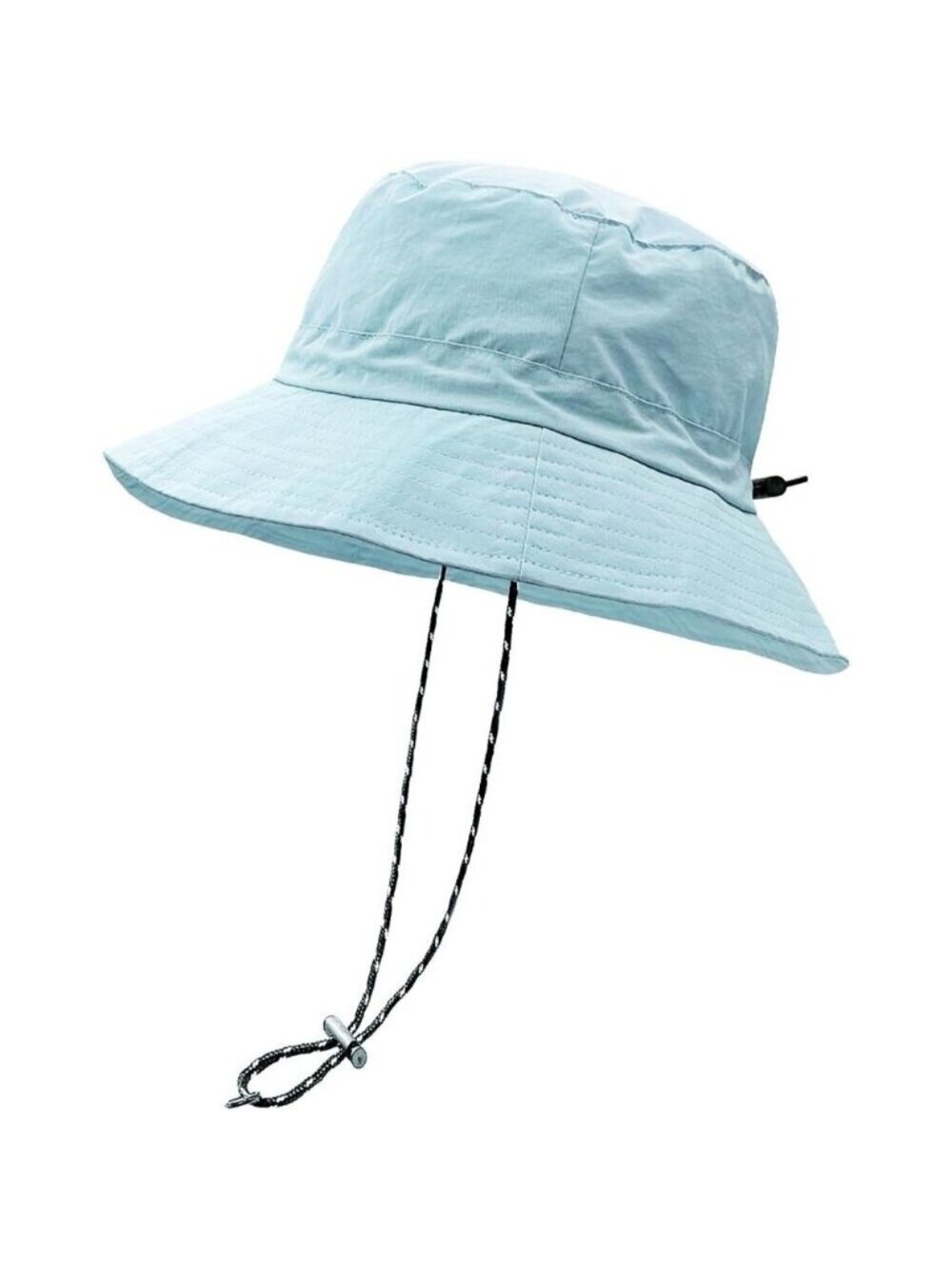 Unisex Sky Blue 100% Polyester Wide Brim Boonie Waterproof Chin Strap Bucket Hat